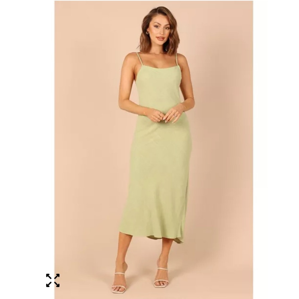 Petal + Pup Women's Cecily‎ Slip dress Linen Coastal Beach Resort Green Sz M